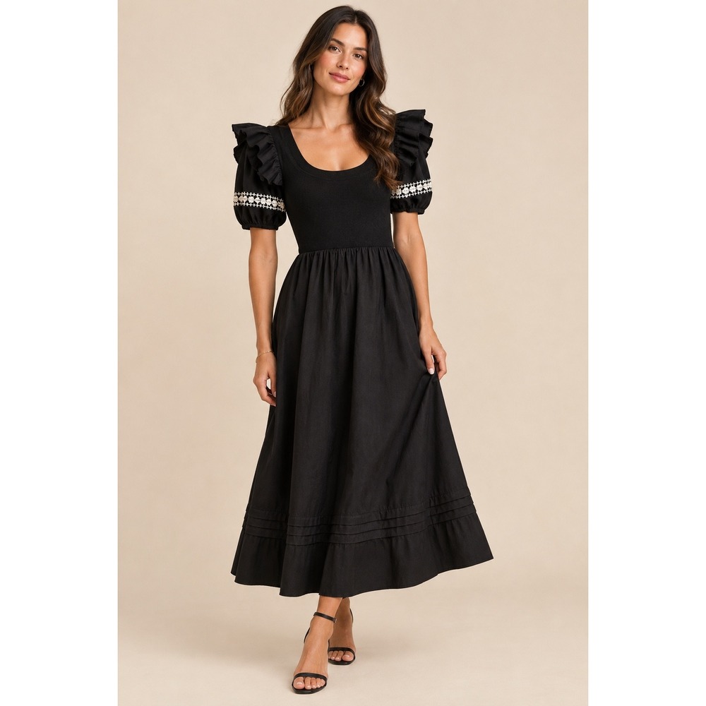 Cleobella Selma‎ Midi Dress in Black NWT Sz L